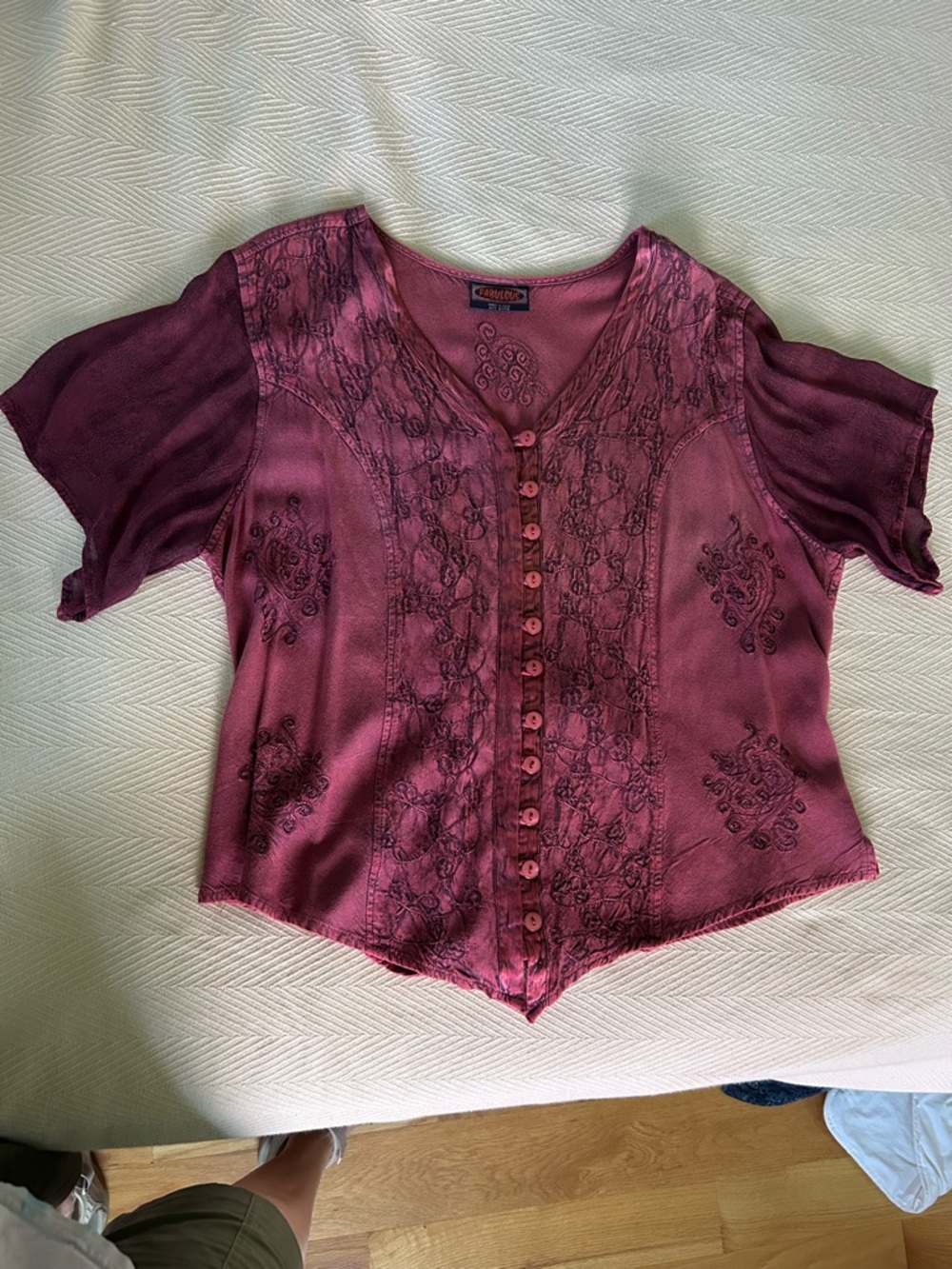 Boho-Inspired Plum Button-Front Women's Top